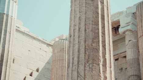 clip of ruins of an ancient greek temple with marble columns still standing