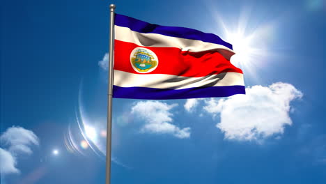 Bandera-Nacional-De-Costa-Rica-Ondeando-En-El-Asta-De-La-Bandera