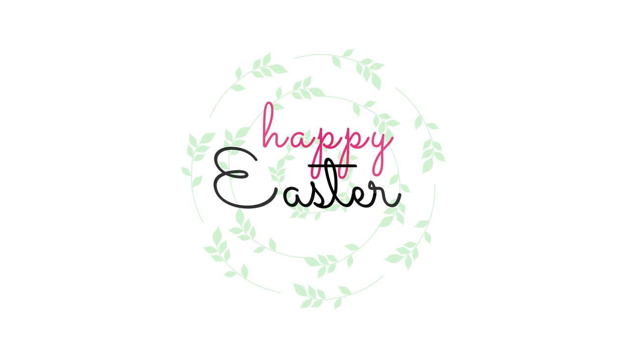 Buona Pasqua con foglie verdi su sfumatura bianca