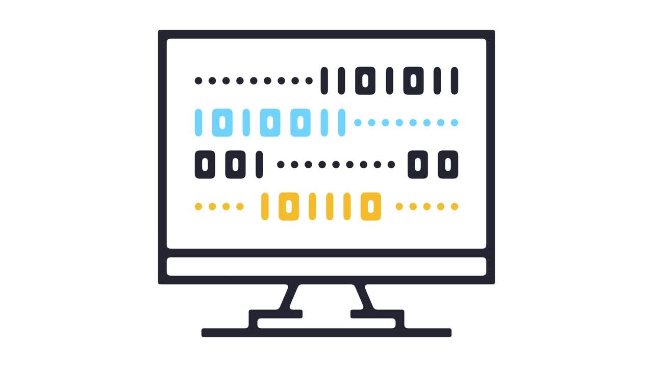 컴퓨터 해킹 라인 아이콘 애니메이션