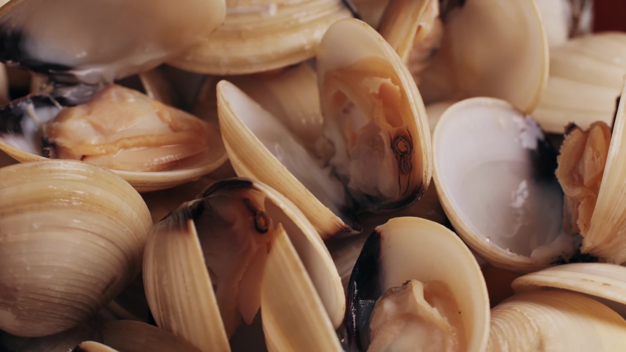 Marinara mussels with garlic, sauce, lemon and parsley. Classic spanish and French meal macro close up.