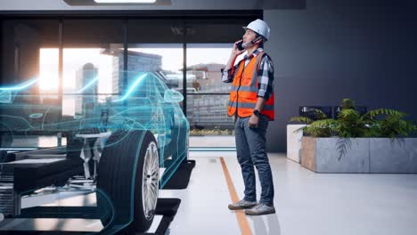 ingeniero automotriz discutiendo el diseño del coche
