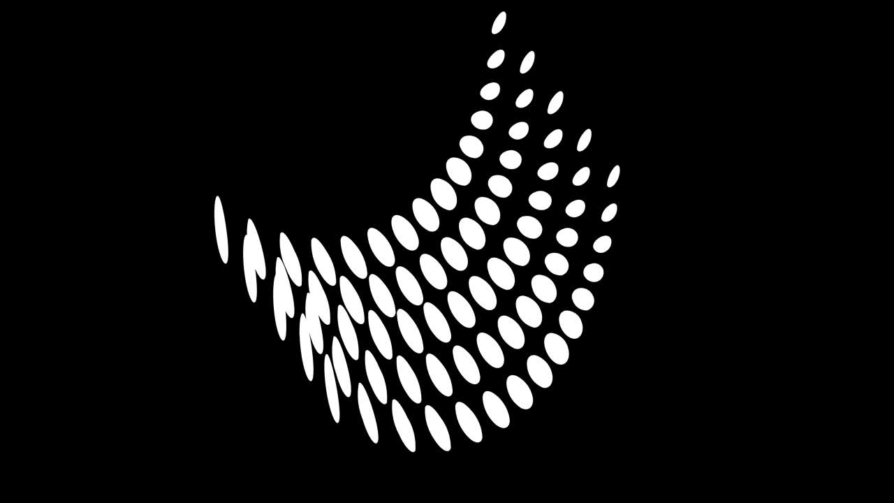 objeto gráfico en blanco y negro con efecto estroboscópico e hipnótico, que gira en el sentido de las agujas del reloj disminuyendo el tamaño de pantalla completa a desaparecer en el centro, en formato de video 16: 9