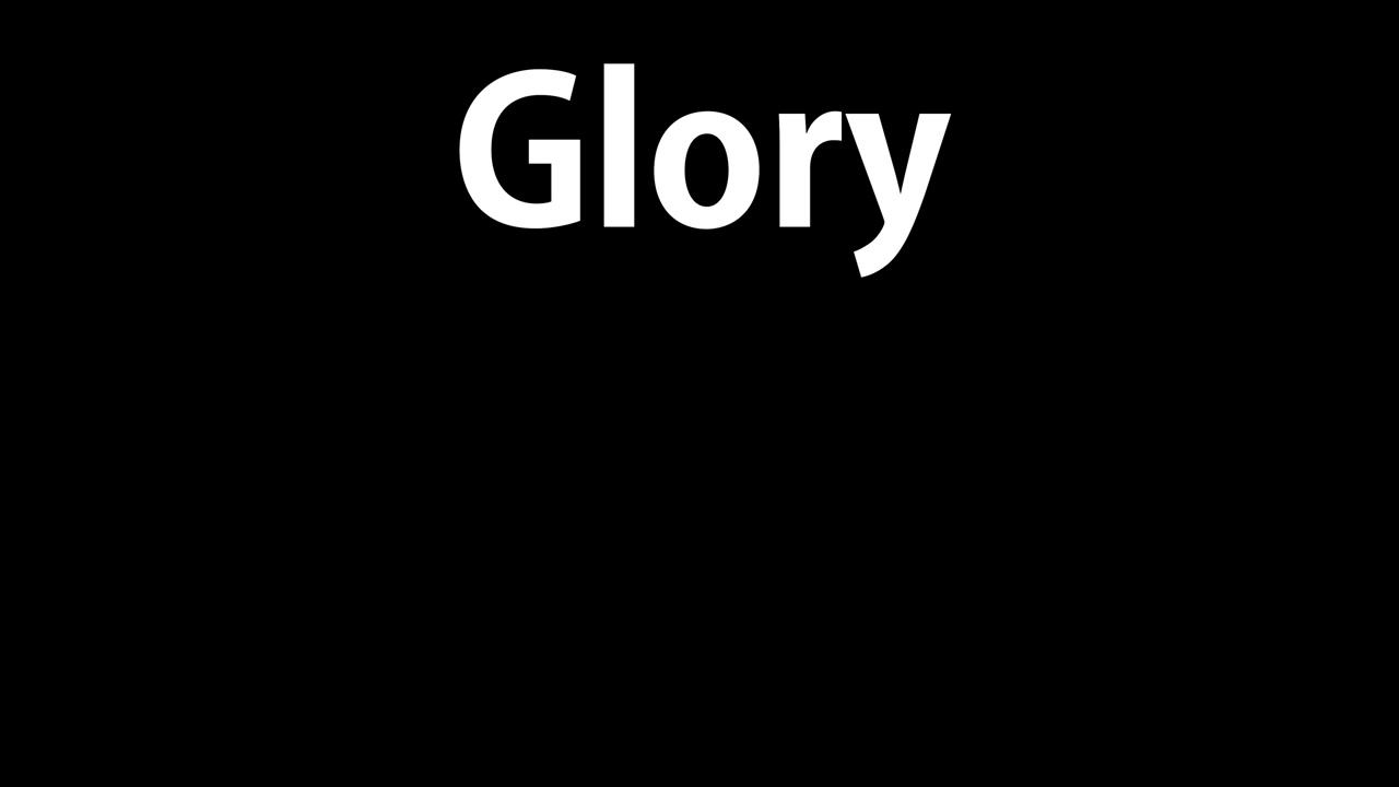 Glory tekstanimation besked motion graphics.