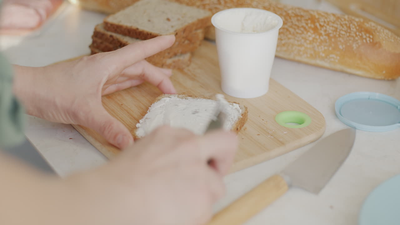 Making a Sandwich with Cream Cheese