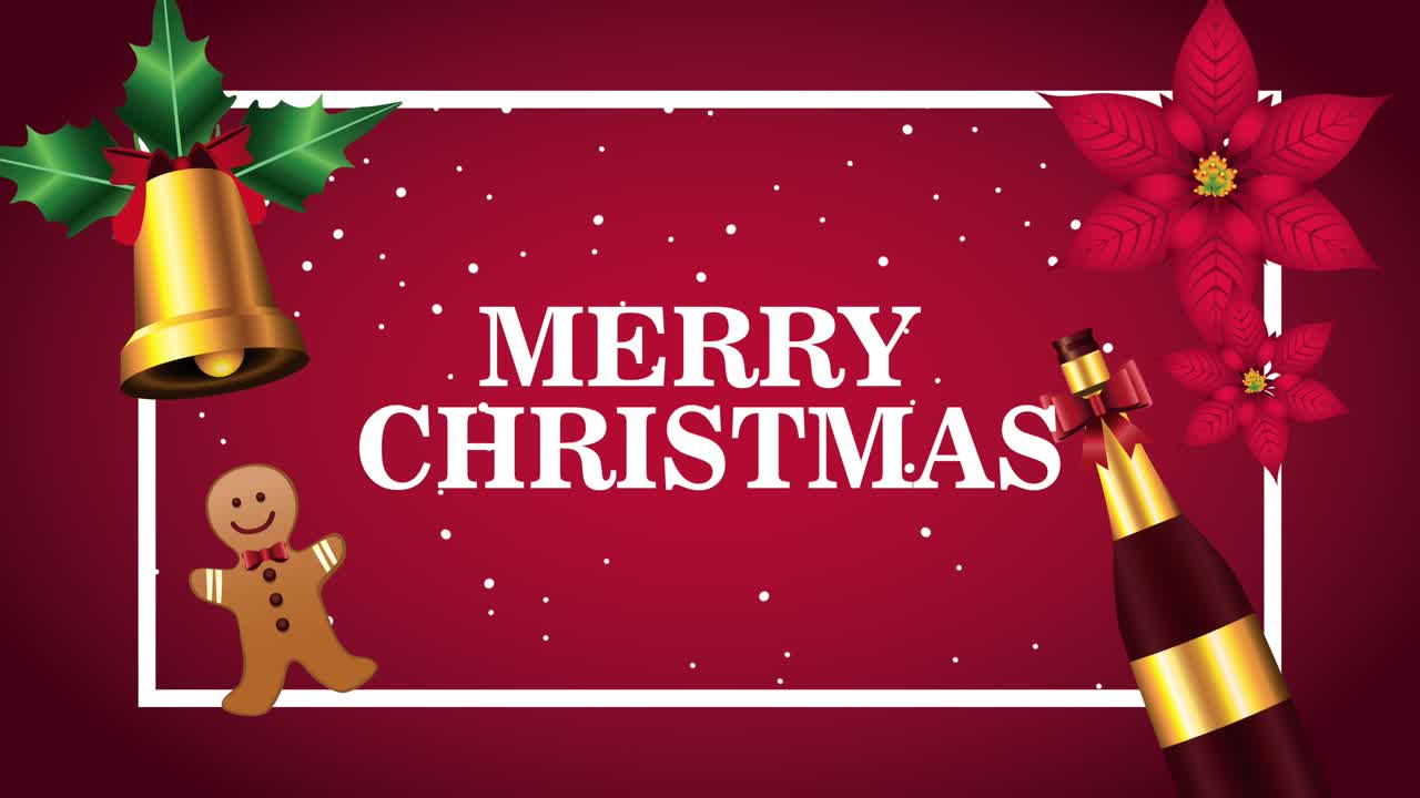 페인과 종으로 메리 크리스마스 글자 카드