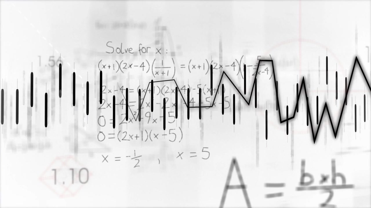 Bars appearing midline, crossing polyline over notes, revealing triangle then algebra for education