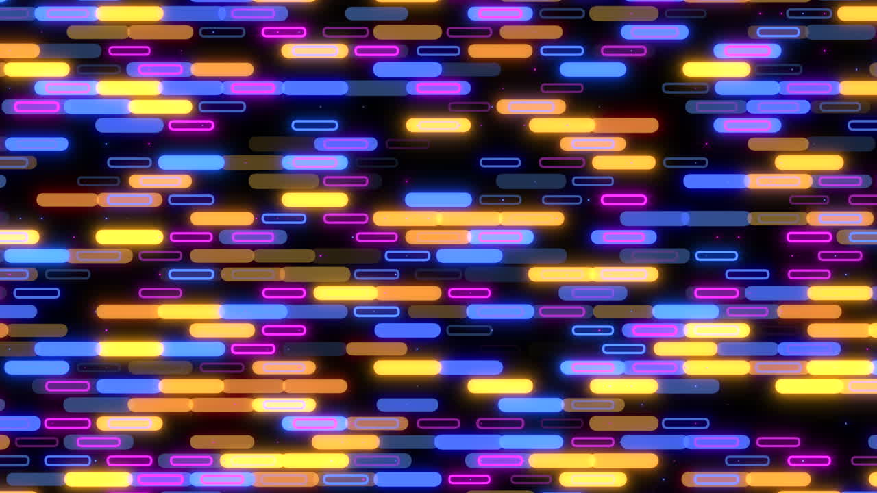 Neon-Regenbogen digitale geometrische Formen auf schwarzem Bildschirm