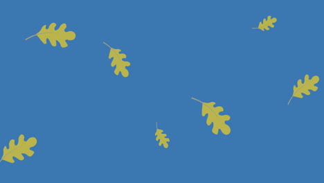 animatie van bladpictogrammen op blauwe achtergrond