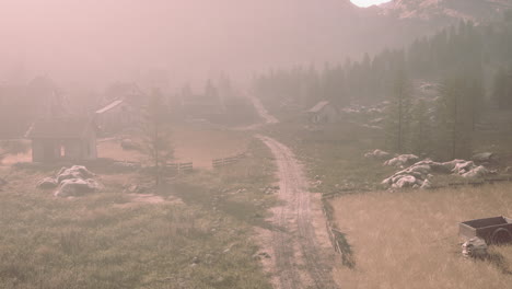 Aerial-view-of-Swiss-mountain-village