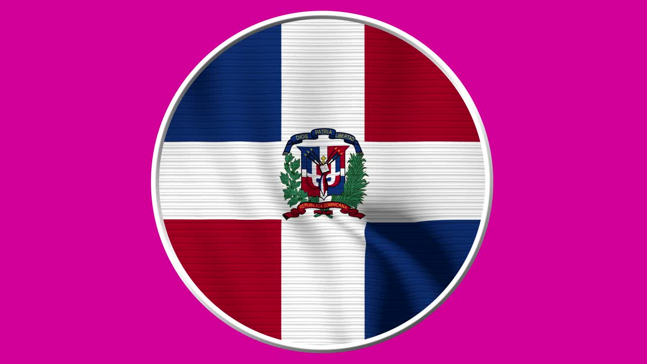 Dominican Republic Circular Flag Loop - Realistic 4K flag waving in the wind
