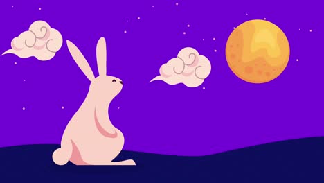 un conejo lindo en la escena nocturna