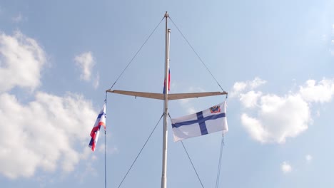 flags on a ship's mast