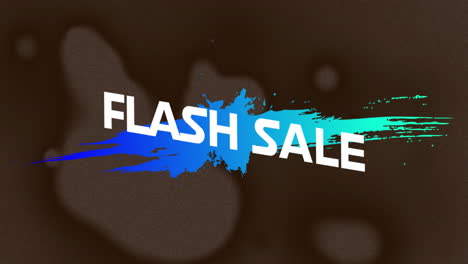 Animation-Von-Flash-Sale-Text-In-Weiß-über-Blauen-Bis-Grünen-Farbspritzern-Auf-Braun