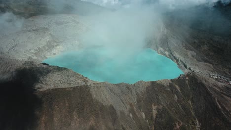 kawah ijen volcano east java aerial over acid lake