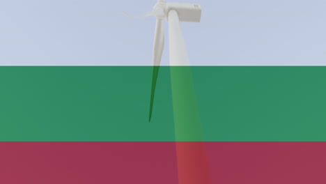 animation of flag of bulgaria over wind turbine