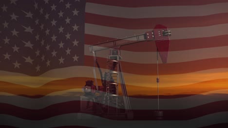 Animation-of-pump-jack-over-american-flag