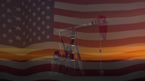 animation of pump jack over american flag