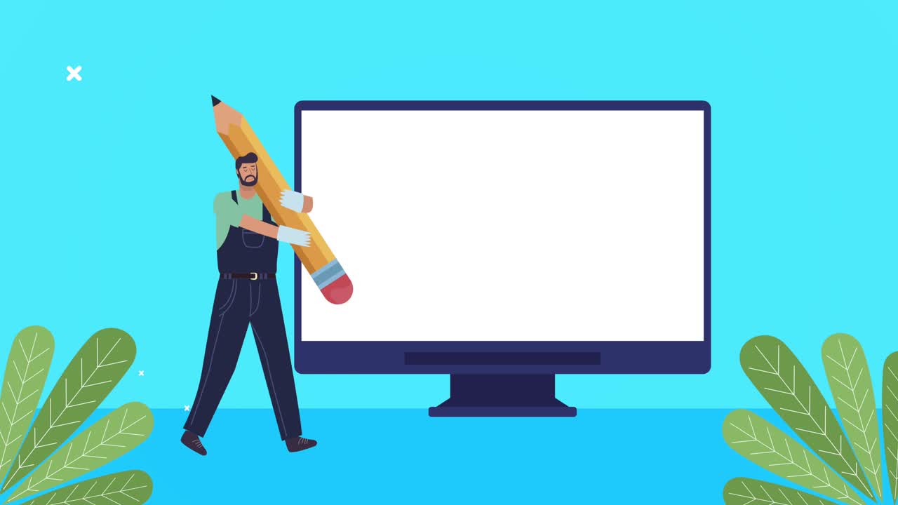 hombre trabajador con lápiz y escritorio