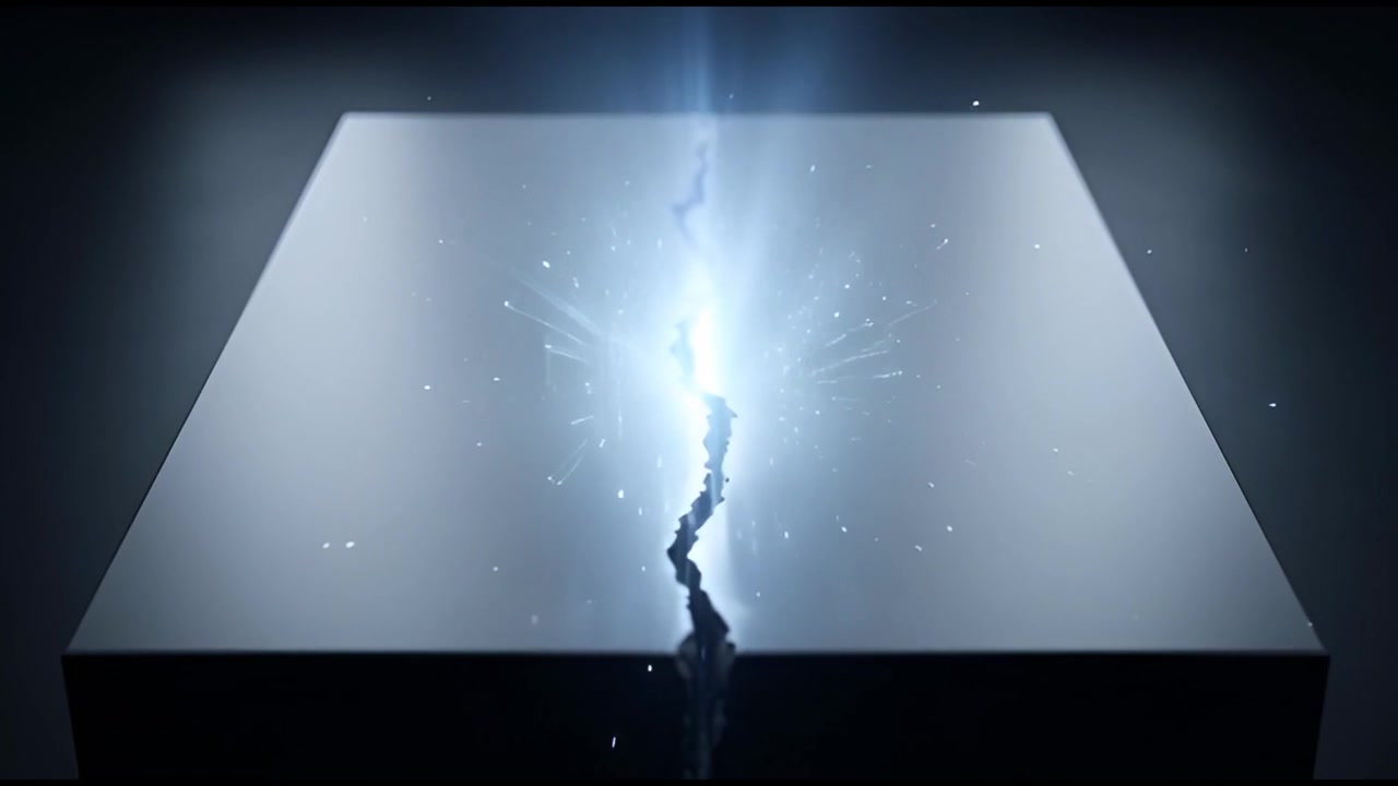 Energia di Luce Blu che Ripara una Crepa in una Superficie Scura
