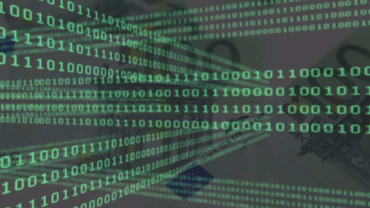 animación del procesamiento de datos sobre los billetes en euros