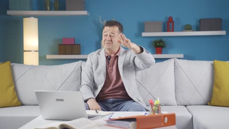 home office worker man is disgusted.