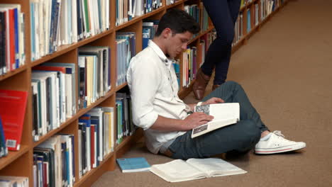 students revising in the library