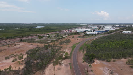 Bewegte-Luftdrohnenaufnahme-Des-Industriegebiets-East-Arm-In-Der-Nähe-Von-Darwin,-Nordterritorium