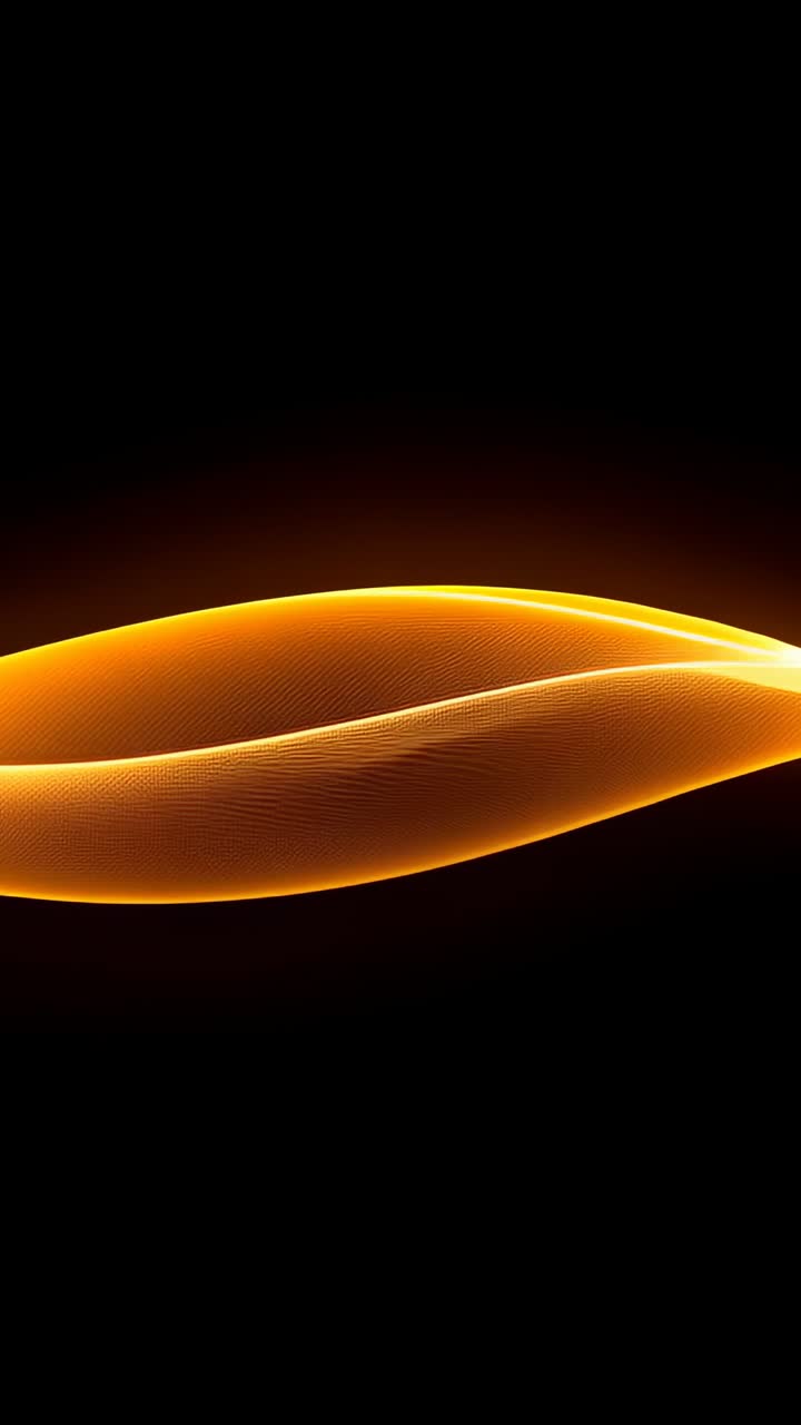 Vertical video: Animation starting glowing orange ribbon wave smoothly flowing across dark canvas