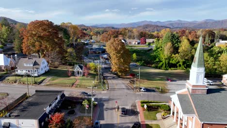 aerial-franklin-nc-with-appalachian-mountain-backdrop