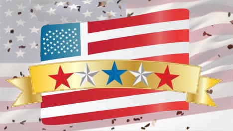 animación de la bandera de los estados unidos con estrellas sobre la bandera de los estados unidos