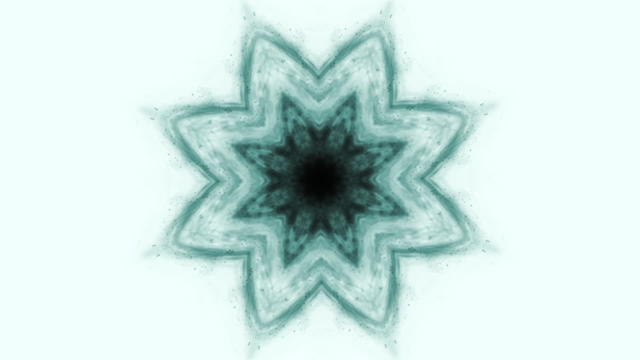 Sequenza caleidoscopica di motivi a inchiostro. Sfondo astratto 4K di grafica in movimento bianca e blu. O per yoga, club, spettacoli, mandala, animazione frattale. Bellissimo ornamento luminoso. Loop continuo.