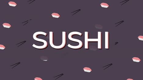 sushi time, japan food animation video, looping and seamless 4k movie for intro or background for japanese cuisine takeaway service concept