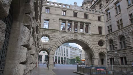 stone gate of new city hall building in leipzig old town district