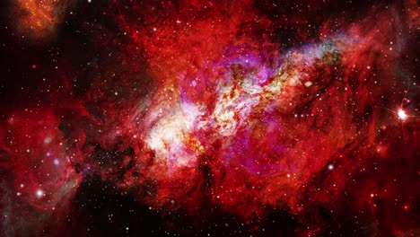 nubes de nebulosas rojas ardientes y estrellas a su alrededor en el universo oscuro