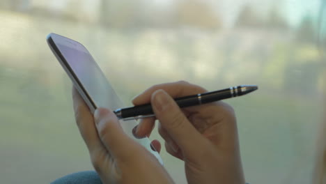 Chatting-on-smart-phone-during-train-ride