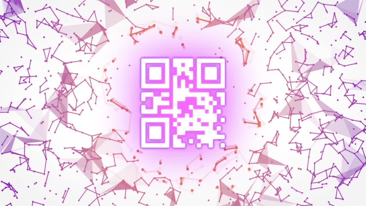 animación del código qr sobre conexiones sobre fondo blanco