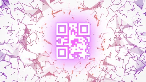 Animation-Von-QR-Code-über-Verbindungen-Auf-Weißem-Hintergrund