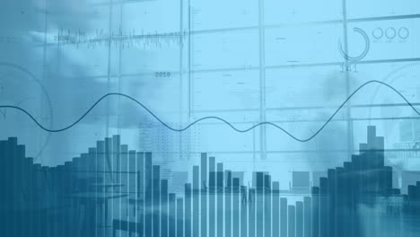 animation of financial data processing over diverse businesspeople