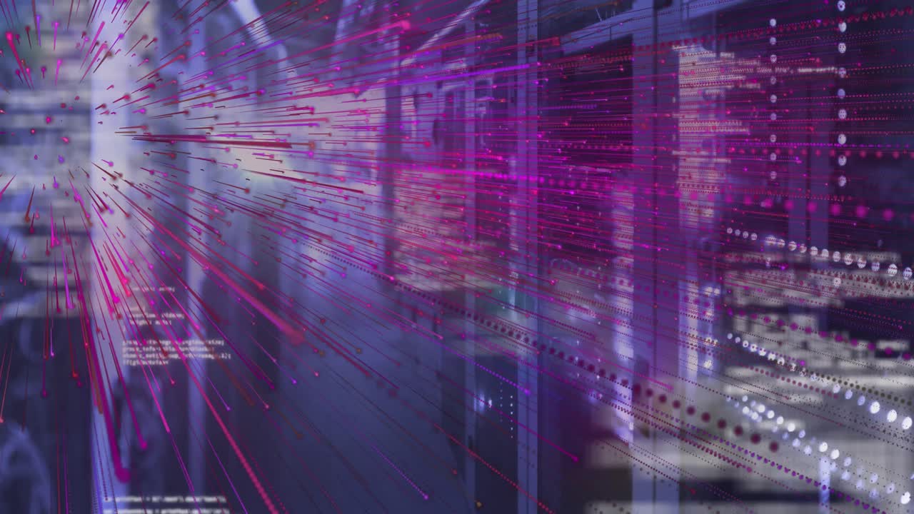 animación del procesamiento de datos en la sala de servidores