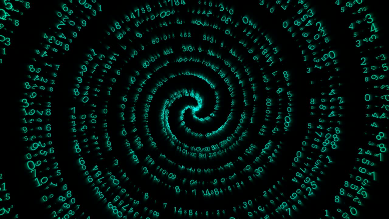 números de espiral cibernética azul y escarlata oscura