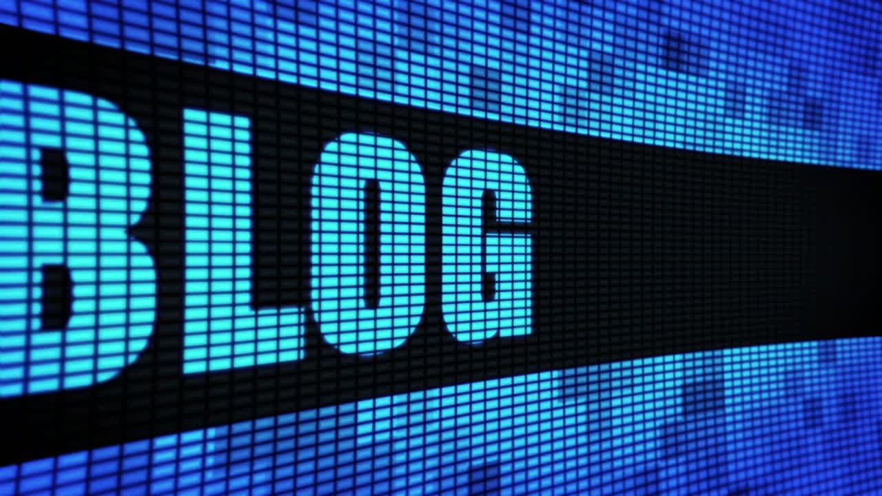 Blog displayed on a digital screen