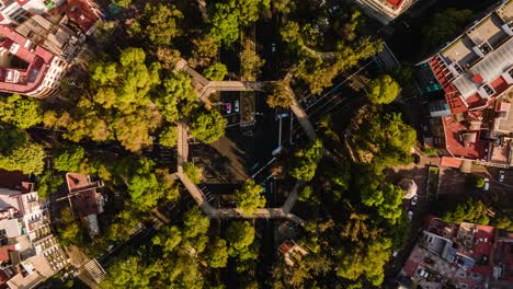 Cenital-hyperlapse-view-of-park-in-mexico-city