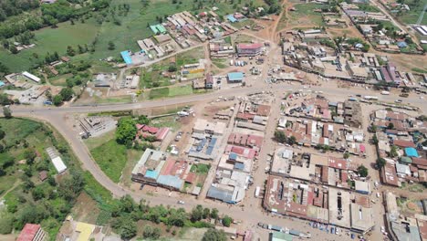 aerial view of rows of poor housing in african town loitokitok kenya