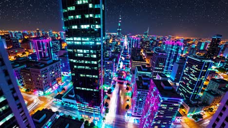 futuristic neon city at night