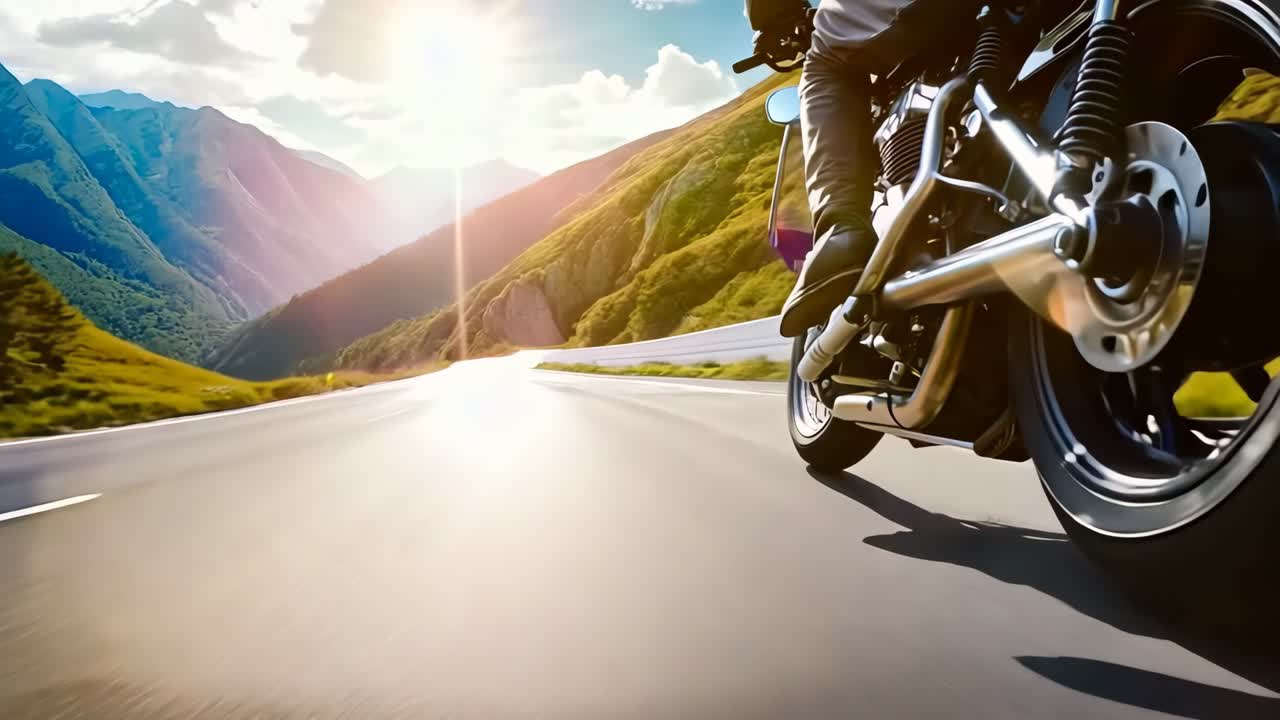 una persona montando una motocicleta por un camino de montaña