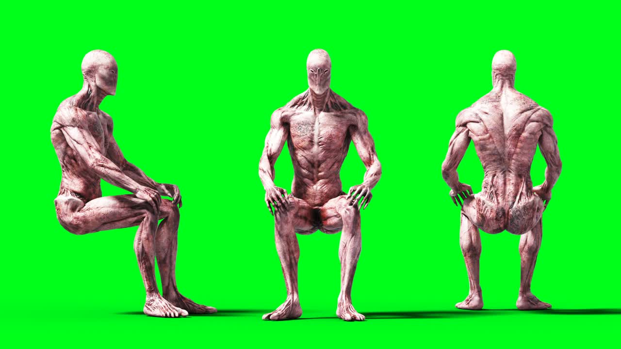 animación de monstruos aterradores. físico, movimiento, desenfoque. animación realista en 4k. pantalla verde