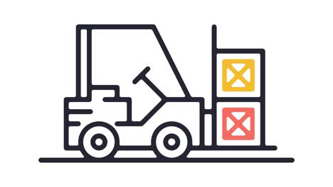 forklift vehicle line icon animation with alpha