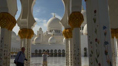 sunny day abu dhabi famous mosque arch main dome panorama 4k united arab emirates