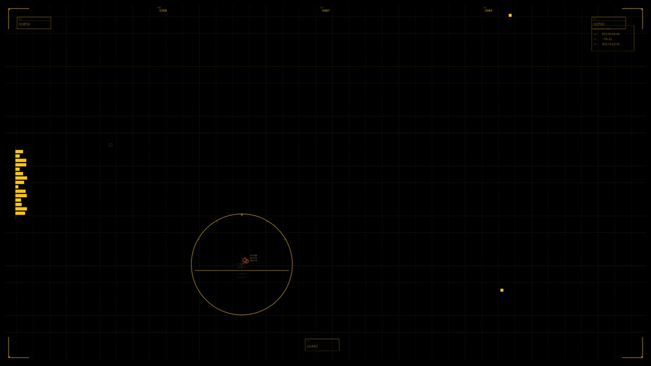 The display shows a grid layout with various elements designed for military purposes. The interface features tracking icons and data readouts common in war simulations